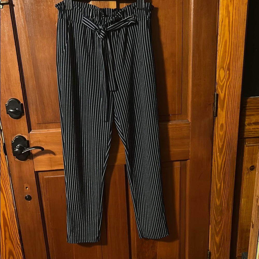Striped Navy Blue and White Women’s Pants